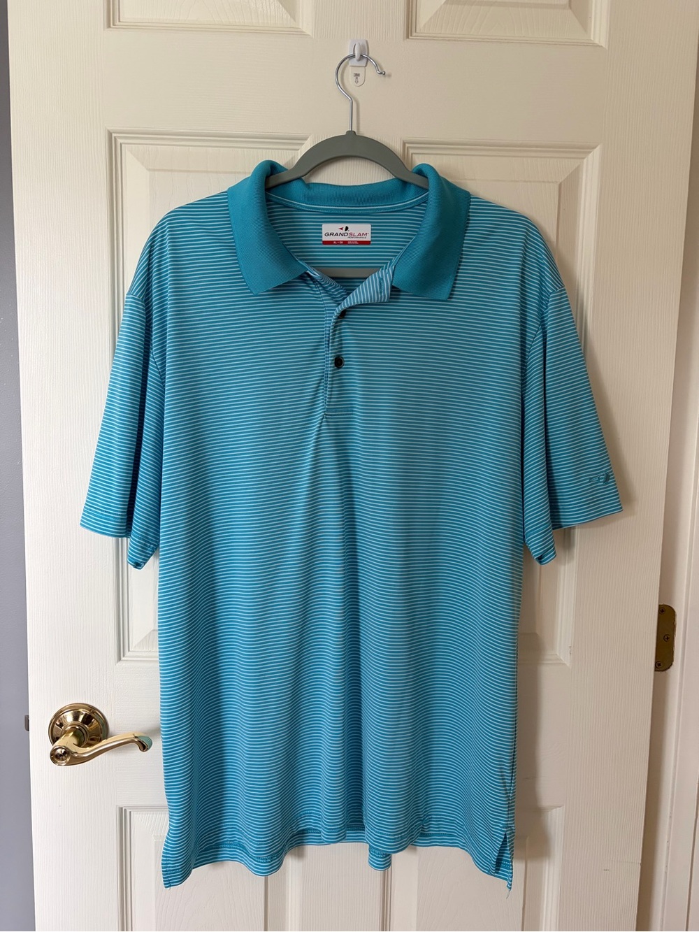 Men’s Light Blue Striped Short-Sleeve Polo
